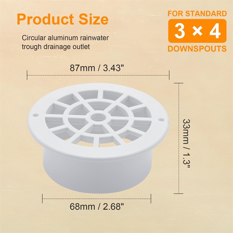 Round Gutter Downspout Drop Outlet with Filter