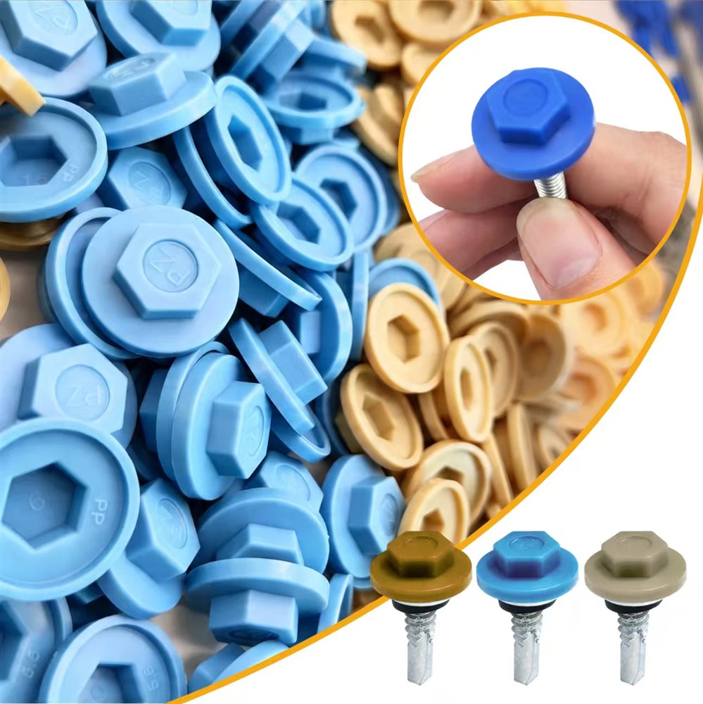 Blue PP Roofing Screw Protective Caps (19mm)