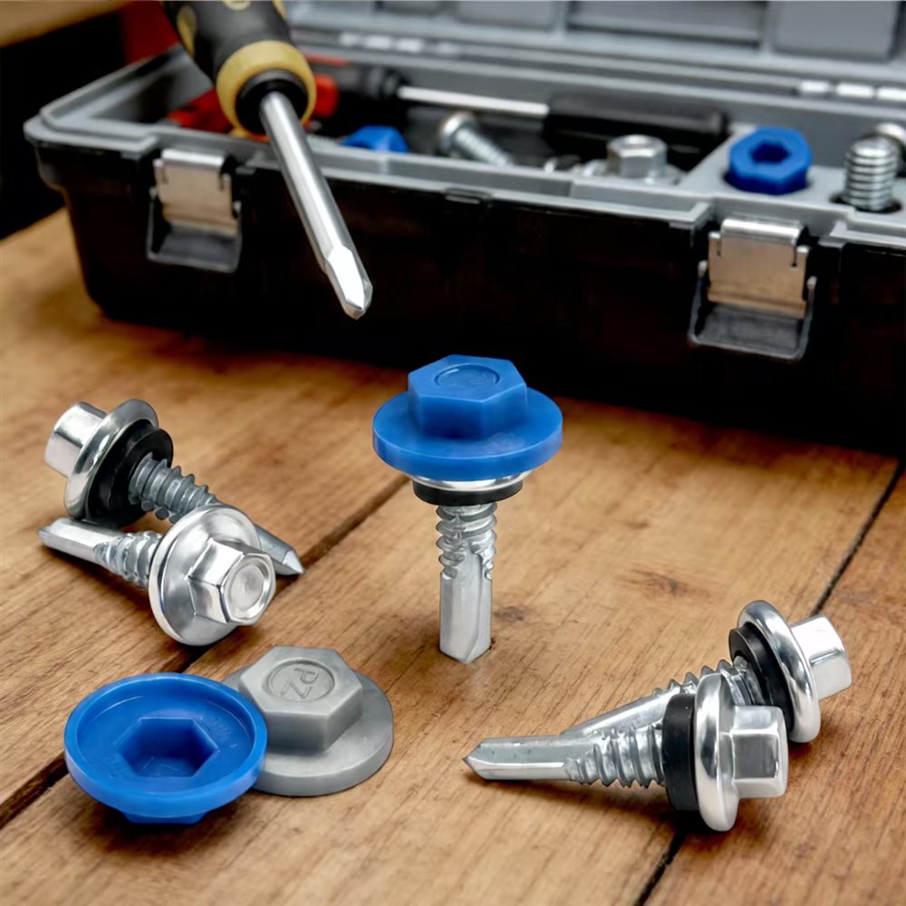 Blue PP Roofing Screw Protective Caps (19mm)