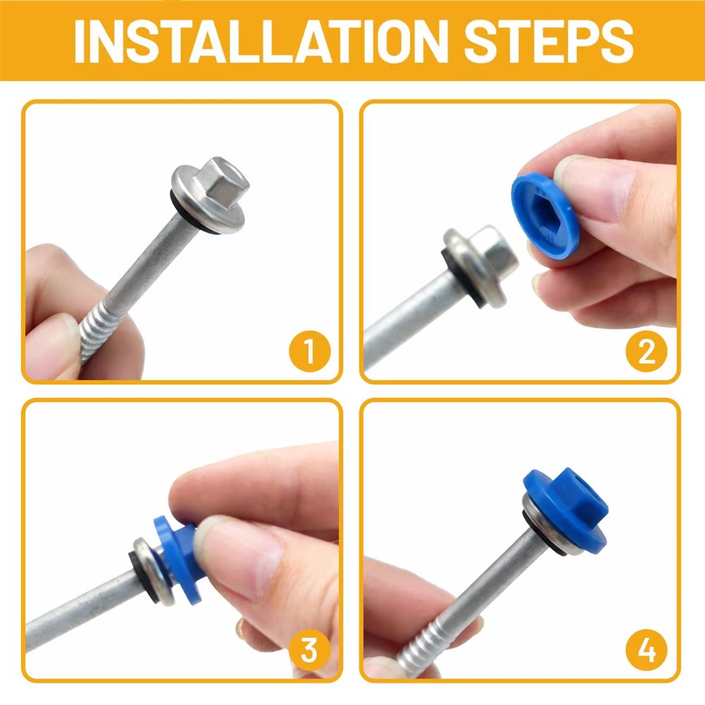 Blue PP Roofing Screw Protective Caps (19mm)