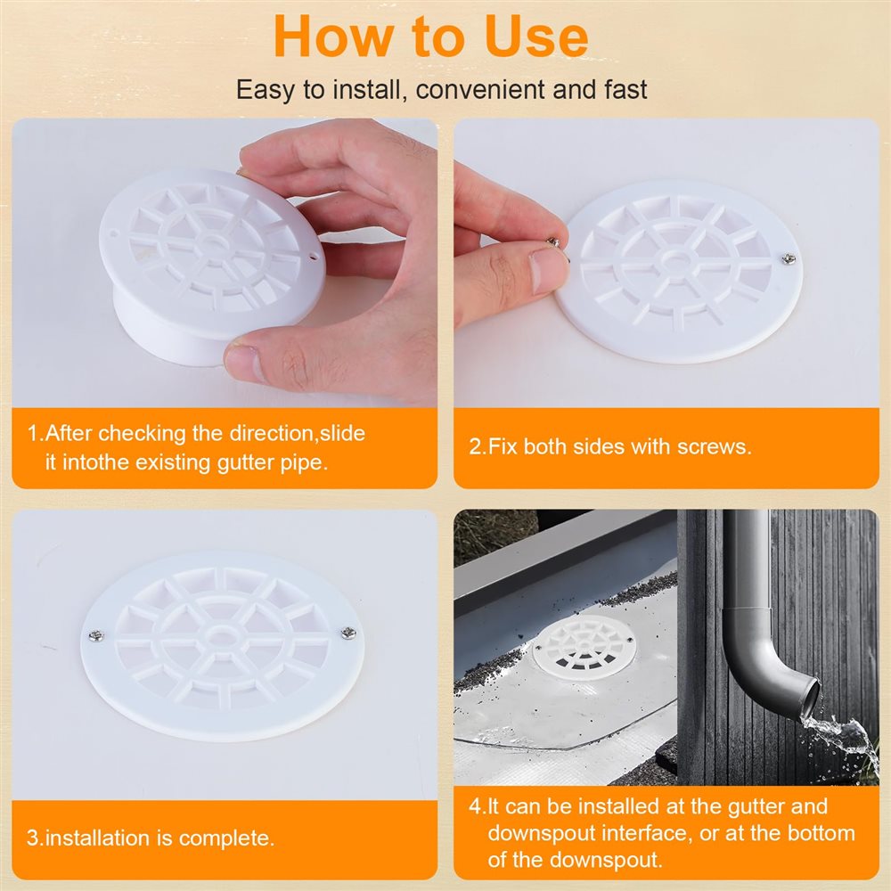 Round Gutter Downspout Drop Outlet with Filter (2-3/4